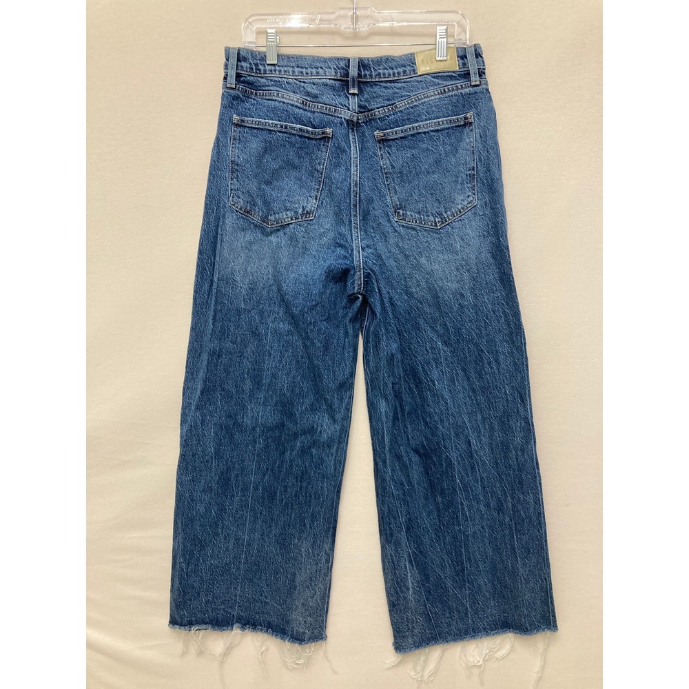 Pistola Wide Leg Jeans 31 Blue High Rise Frayed Hem Raw Edge Denim - Picture 8 of 10